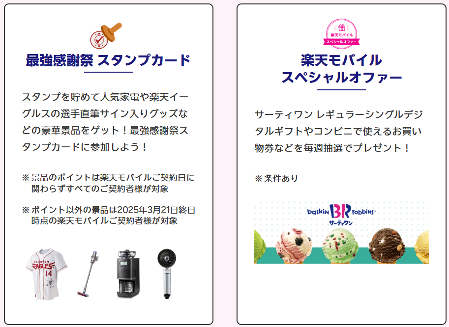楽天モバイル最強感謝祭の特典１