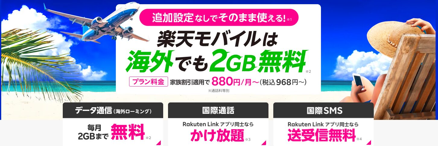 楽天モバイルの海外利用について
